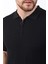 Siyah Polo Yaka Fermuarlı Erkek Pamuk Triko T-Shirt 2