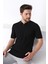 Siyah Polo Yaka Fermuarlı Erkek Pamuk Triko T-Shirt 3
