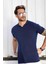 Saks/siyah Kuşgözü Desenli Polo Yaka Erkek Triko T-Shirt 3
