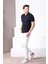 Lacivert Polo Yaka Fermuarlı Erkek Pamuk Triko T-Shirt 2