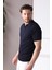 Lacivert Polo Yaka Fermuarlı Erkek Pamuk Triko T-Shirt 3