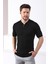 Siyah Polo Yaka Fermuarlı Erkek Pamuk Triko T-Shirt 4