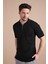 Siyah Polo Yaka Fermuarlı Erkek Pamuk Triko T-Shirt 5