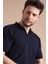 Lacivert Polo Yaka Fermuarlı Erkek Pamuk Triko T-Shirt 2