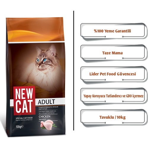 Newcat Tavuklu Yetişkin Kedi Maması 10 kg Newcat Tavuklu Yetişkin Kedi Maması 10 kg