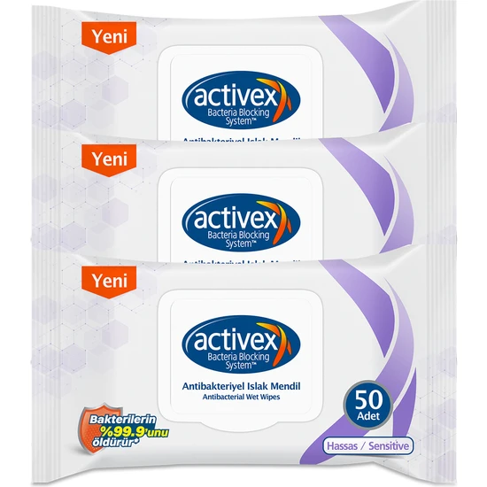 Activex Antibakteriyel Islak Mendil Hassas 3'lü Islak Mendil 150 Yaprak