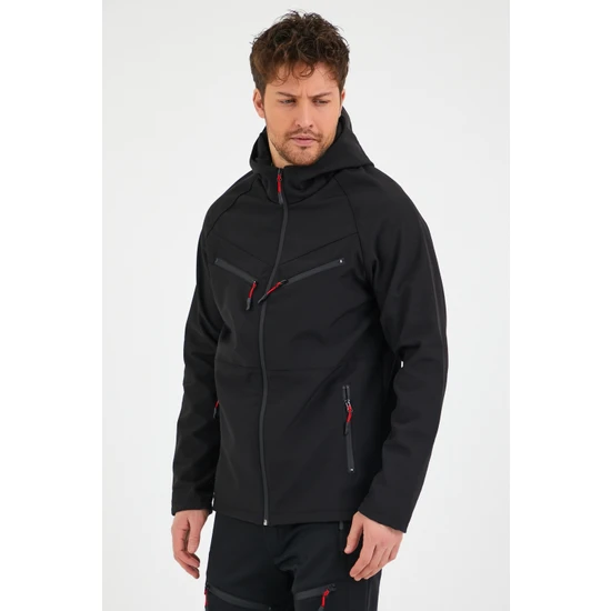 Genius Store Erkek Spor Mont Softshell Outdoor Su ve Rüzgar Geçirmez Ceket 4 Cepli