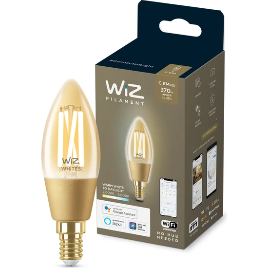 Wiz 25W Sarı-Beyaz Ambiyans E14 Akıllı Filament Ampul (C35)