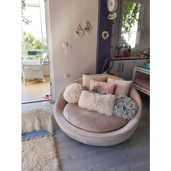 Eriza Home Osso 360 Derece Döner Berjer (Pudra)