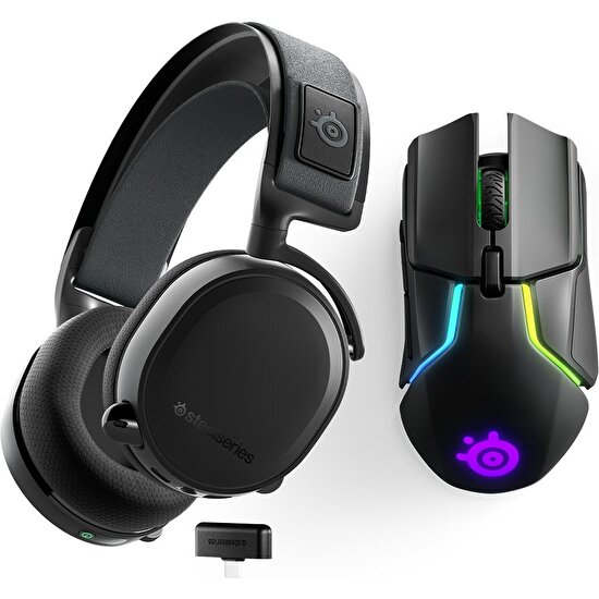 Steelseries Arctis 7+ Plus Wireless Kablosuz Gaming Kulaklık +  Rival 650 Kablosuz Oyuncu Mouse