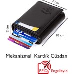 Adelina Erkek Siyah Mekanizmalı Otomatik Kızaklı Kartlık Cüzdan (7CMX10CM)