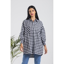 Gülsen Sarıçam Siyah Kareli Oduncu Oversize Gömlek