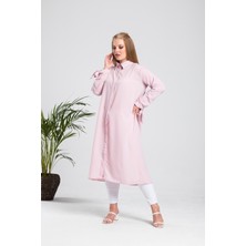 Gülsen Sarıçam Büyük Beden Pembe Ferace Tunik