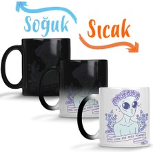 Baskı Dükkanı Cute Alien Uzaylı Sihirli Kupa Bardak Porselen