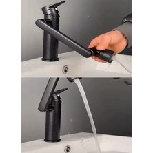 LaMiaSeta Şpress Siyah Lavabo Bataryası Fonksiyonlu Kafalı Esnek Borulu 360 Derece