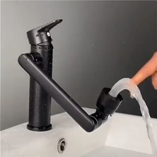 LaMiaSeta Şpress Siyah Lavabo Bataryası Fonksiyonlu Kafalı Esnek Borulu 360 Derece