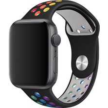 Fogy  Apple Watch 7 45MM Uyumlu Spor Delikli Gökkuşağı Kordon