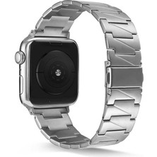 Fogy Apple Watch Uyumlu 1 2 3 4 5 6 Se 44MM  Metal Katlamalı Üçgen Parçalı Şık Tasarım Kordon (Saat Değildir)