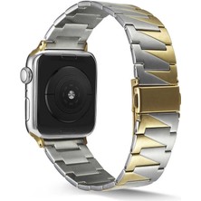 Fogy Apple Watch Uyumlu 1 2 3 4 5 6 Se 40MM  Metal Katlamalı Üçgen Parçalı Şık Tasarım Kordon (Saat Değildir)
