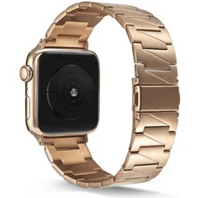 Fogy Apple Watch Uyumlu 7 45MM Metal Katlamalı Üçgen Parçalı Şık Tasarım Kordon (Saat Değildir)