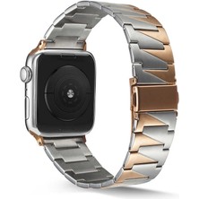 Fogy Apple Watch Uyumlu 1 2 3 4 5 6 Se 38MM  Metal Katlamalı Üçgen Parçalı Şık Tasarım Kordon (Saat Değildir)