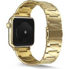 Fogy Apple Watch Uyumlu 7 45MM Metal Katlamalı Üçgen Parçalı Şık Tasarım Kordon (Saat Değildir)