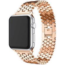 Fogy Apple Watch Uyumlu 7 41MM Bal Peteği Tasarım Şık Metal Kordon+Kordon Kısaltma Aparatı