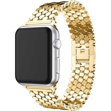 Fogy Apple Watch Uyumlu 2 3 4 5 6 Se 38MM Bal Peteği Tasarım Şık Metal Kordon+Kordon Kısaltma Aparatı