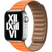 Fogy Apple Watch Uyumlu 2 3 4 5 6 Se 44MM Bükülmelere Karşı Dayanıklı Mıknatıslı Deri Kordon