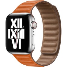 Fogy Apple Watch Uyumlu 2 3 4 5 6 Se 38MM Bükülmelere Karşı Dayanıklı Mıknatıslı Deri Kordon