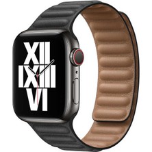 Fogy Apple Watch Uyumlu 2 3 4 5 6 Se 42MM Bükülmelere Karşı Dayanıklı Mıknatıslı Deri Kordon