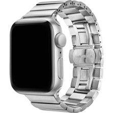 Fogy Apple Watch Uyumlu 2 3 4 5 6 Se 42MM Düz Parçalı Katlamalı Metal Kordon
