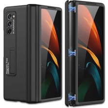 CoverZone Galaxy Z Fold 2 Kılıf 180 Derece Dönebilen Standlı M-Magnet Kılıf Siyah