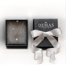 Demasgold Pirlanta 14 Ayar Altin Dorikalı Kedi Gözü Beyaz Opal Taşlı Kolye
