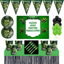 Parti Furyası Hulk Doğum Günü Konsepti 16 Kişilik 50X70 cm Afişli Hulk Parti Süsleri Hulk Parti Konsepti Masa Etek