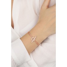 Lia Berto Rose Gurmet Zincir Içten Geçişli 925 Ayar Gümüş Bileklik