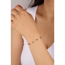 Lia Berto Rose Zümrüt Taşlı Bagetler 925 Ayar Gümüş Bileklik