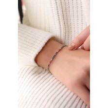 Lia Berto 1.5mm Renkli Taşlı Su Yolu 925 Ayar Gümüş Bileklik