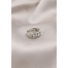 Clariss Gümüş Renk Metal Zincir Model Taşlı Kadın Yüzük