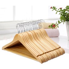 Olgun Home Ahşap Askı 3 Adet Naturel Kıyafet ve Elbise Askısı Gömlek Askısı Ahşap