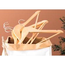 Olgun Home Ahşap Askı 3 Adet Naturel Kıyafet ve Elbise Askısı Gömlek Askısı Ahşap
