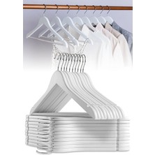 Olgun Home 3 Adet Ahşap Görünümlü Plastik Kıyafet ve Elbise Askısı Beyaz