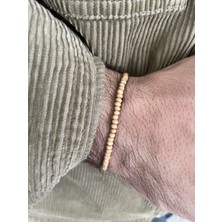 Padore Accessory Çok Şık Minimalist Ahşap Krem Renk Bileklik