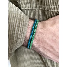 Padore Accessory Ahşap 2 Adet Petrol Mavisi ve Zümrüt Yeşili Çok Şık Bileklik