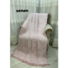 Özlü Home Lüks Pamuklu Koltuk Örtüsü Somon
