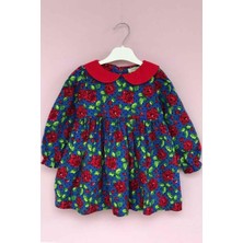 Bertuğ Bebek Bebe Yaka Gül Desenli Kız Çocuk Bebek Elbise