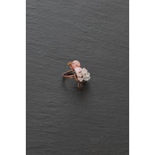 Zeynep Büyükbay Pembe Kuvars Kırık Doğal Taş Yüzük (Ayarlanabilir)