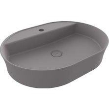 Bocchı Sottıle Slım  Batarya Banklı Oval Lavabo  60x45cm. Mat Gri
