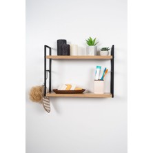 Mudesa Metal Ahşap  Banyo Duvar Rafı Duvar Monte Banyo Organizer
