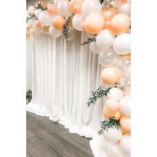 Trend Hediye Sepeti Makaron Somon - Beyaz - Şeffaf Balon Zinciri 50 Adet ve 5 M Balon Zinciri